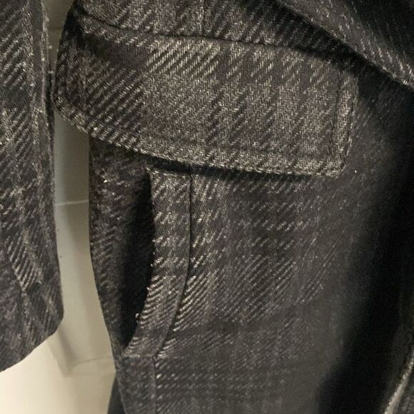 80% wool warm plaid check trench coat as seen on Kate Middleton size L - Picture 5 of 11